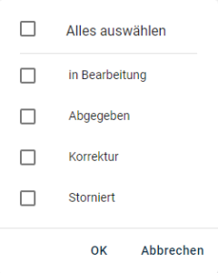 Filter_Status Rechnungsübersicht